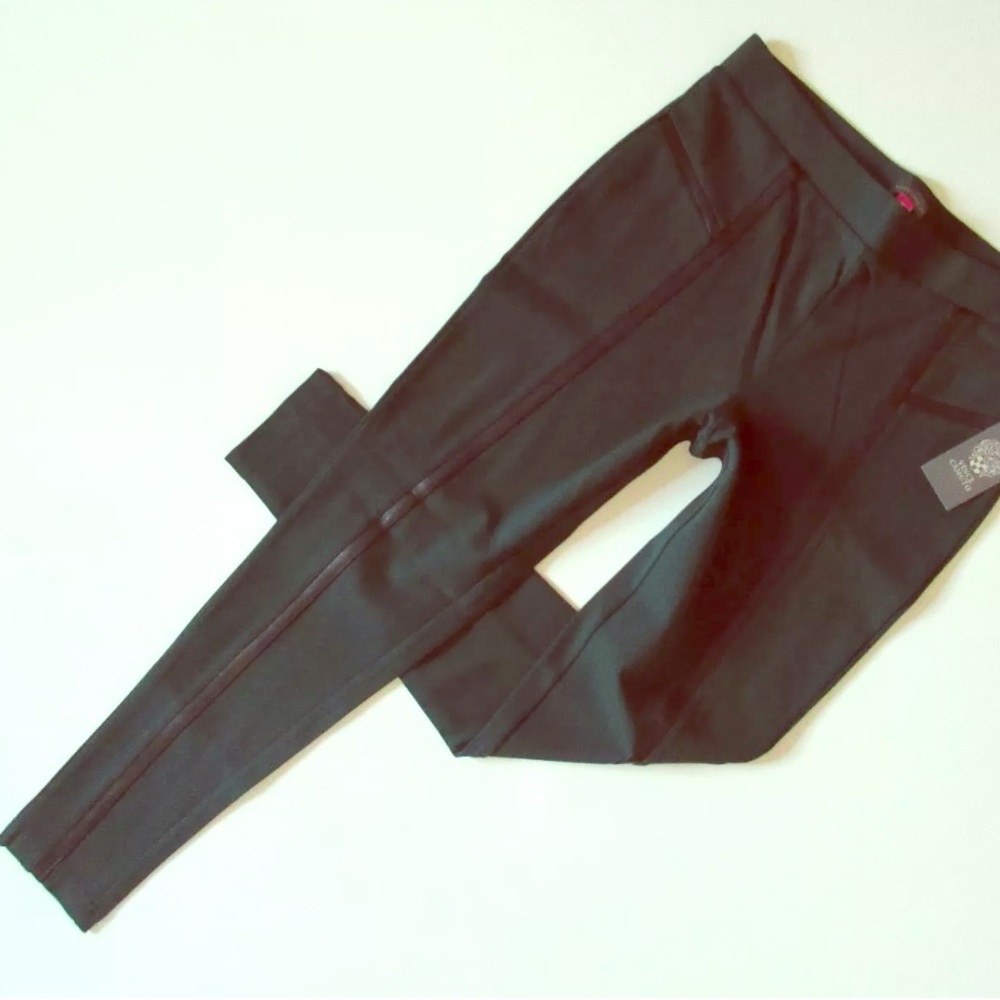 🔥Black leather trim legging/pants‼️🔥